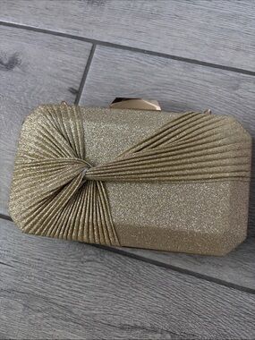Gold Glitter Knot Evening Clutch